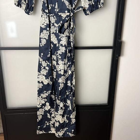 NWT Rebecca Taylor Gab Floral Print Tie Waist Wide Leg Cotton Jumpsuit Size 2 - Picture 8 of 13